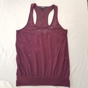CLOSEOUT Express Rhinestone Bordeaux Racerback Top S